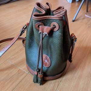 Vintage Dooney & Bourke Green Leather Bucket Bag